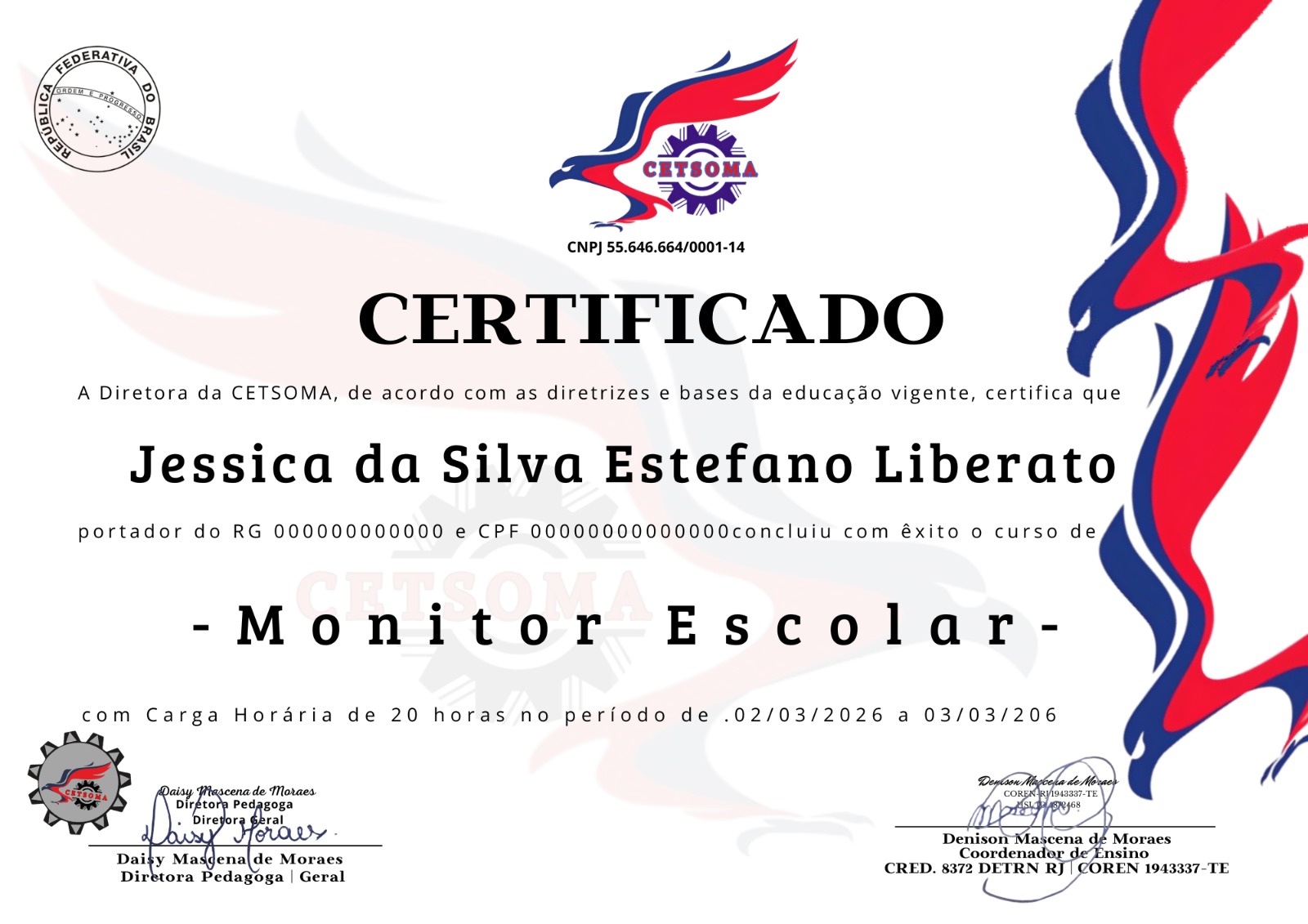 Certificado Monitoria Escolar